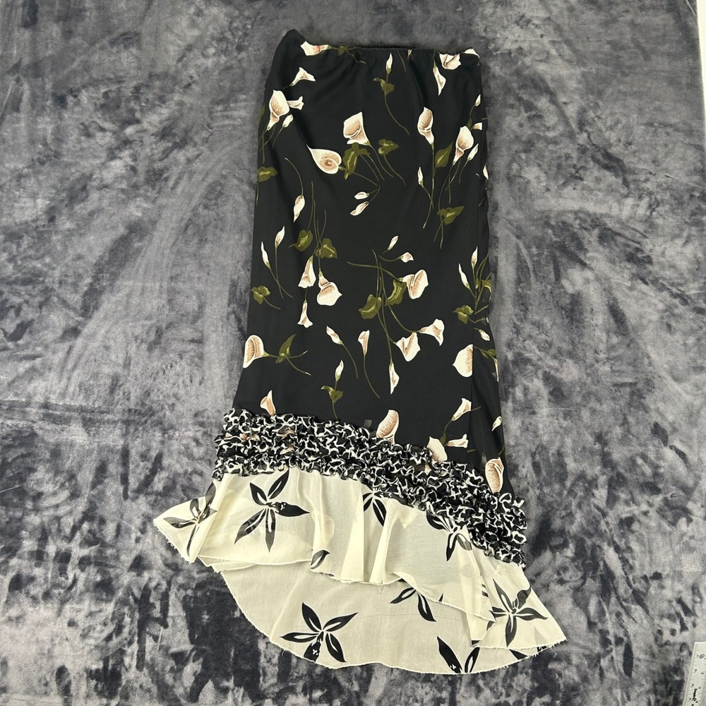 Good Time Maxi Skirt Women S Black Floral Leopard Ruffle High Low Mixed Print